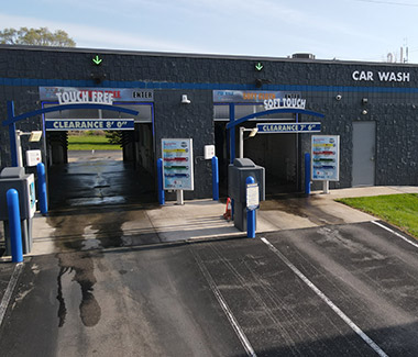 Exterior of double car wash bay at Hartland Service Exterior of double car wash bay at Hartland Service